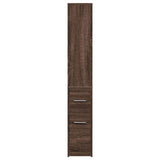 Narrow Bathroom Cupboard with Wheels Brown Oak Engineered Wood 855301