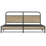 Metal Bed Frame without Mattress Smoked Oak 200x200 cm 3318677