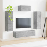 TV Cabinet Set Wall-mounted 4 pcs Concrete Grey Engineered Wood 3409045