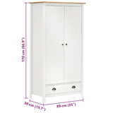 2-Door Wardrobe Hill White 89x50x170 cm Solid Pine Wood 288950