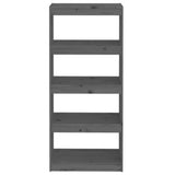 Book Cabinet/Room Divider Grey 60x30x135.5 cm Solid Wood Pine 808170