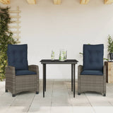 3 Piece Garden Dining Set with Cushions Grey Poly Rattan 3212862