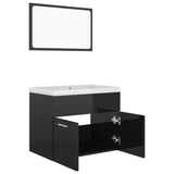 ZNTS Bathroom Furniture Set High Gloss Black Engineered Wood 3070872