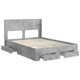 Bed Frame with Storage and Headboard Concrete Grey 3414448