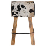 Bar Stool 2 pcs Black and White 44 x 33 x 74 cm Real Leather 42042127