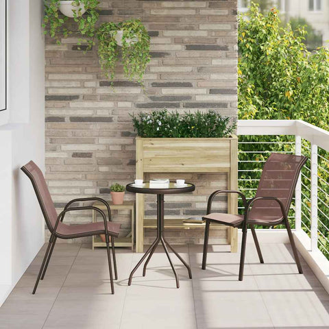 Stackable Garden Chairs 2 pcs Brown Textilene Fabric 318779