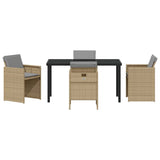Garden Dining Set with Cushion Folding 5 pcs Beige Poly rattan 3379965