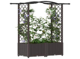 Raised Bed with Trellis and Roof Brown 125 x 40 x 138 cm PP 42032506