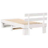 Bed Frame with Headboard White 75 x 190 cm Solid Pine Wood 872510