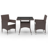 Garden Dining Set Poly rattan Brown, Cushion Cream white 3095912