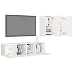4 Piece TV Cabinet Set White Engineered Wood 3078685