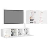 4 Piece TV Cabinet Set White Engineered Wood 3078685