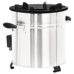 Wood Stove with USB Fan Silver 35.5x26x28 cm Stainless Steel 319443