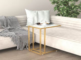 Computer Side Table White Marble 50x35x65 cm Tempered Glass 331648