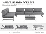 3 Pcs Garden Seating Set w/ Convertible Sofa Lounge Table Padded Cushions Outdoor Patio Furniture T3398P320032