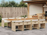 9 Piece Garden Dining Set with Cushions Beige Poly Rattan 3211108