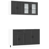 ZNTS 4 Piece Kitchen Cabinet Set Kalmar Black Engineered Wood 3314872