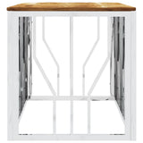 Coffee Table Silver Stainless Steel and Solid Wood Acacia 350055