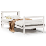 Bed Frame without Mattress White 90x190 cm Single Solid Wood Pine 3305813