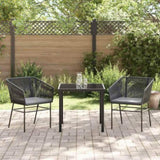 Garden Dining Set with Cushion 3 pcs Black Powder-Coated Steel 3380918