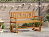 Garden Glider Bench Natural 110 x 59 x 97 cm Solid Acacia Wood 42028087