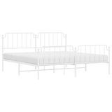 Metal Bed Frame without Mattress with Footboard White 193x203cm 373960