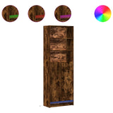 Highboard with LED Smoked Oak 69x32.5x200 cm Engineered Wood 3307909