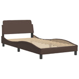 Bed Frame with LED without Mattress "Hvar" Brown 100x200 cm 3213915