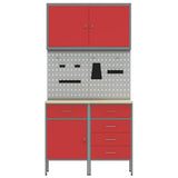 Work Cabinet with Drawer 5 pcs Red Engineered Wood and Steel 3321425