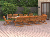 Dining Set Wooden Brown Solid Acacia wood 13 Piece Set Foldable 3086993