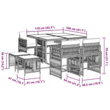 9 Piece Garden Dining Set with Cushions Grey Poly Rattan 3211676