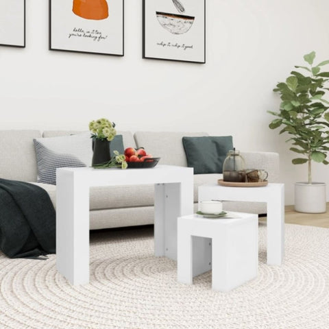 Nesting Coffee Tables 3 pcs White Engineered Wood 808540