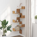 ZNTS Wall Corner Shelf Artisian Oak 45x45x147 cm Engineered Wood 852644