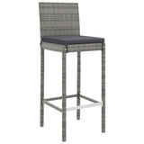 5 Piece Garden Bar Set with Cushions Grey Poly Rattan 3203920