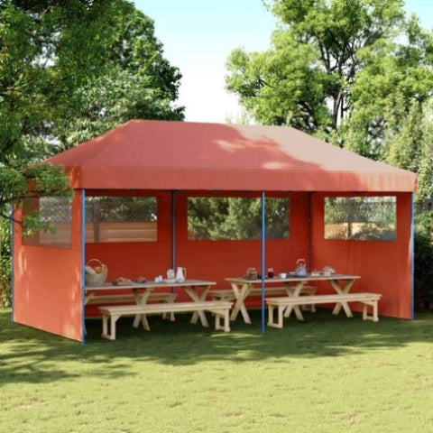 Foldable Party Tent Pop-Up with 3 Sidewalls Terracotta 4004949