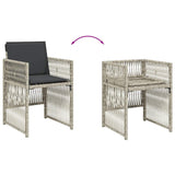 7 Piece Garden Dining Set with Cushions Light Grey Poly Rattan 3210911