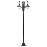 Garden Post Light E27 220 cm Aluminium 3-Lantern Dark Green 44216