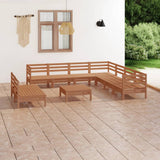 ZNTS 10 Piece Garden Lounge Set Solid Wood Pine Honey Brown 3083132