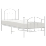 Metal Bed Frame without Mattress with Footboard White 80x200cm 353497