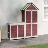 2 Piece Garden Tool Shed Set Mocha Solid Wood Pine 172251