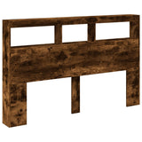 Headboard Cabinet with LED Smoked Oak 160x17x102 cm 839207