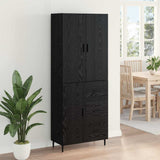 Highboard with Drawer 2 pcs Black oak Engineered Wood and Glass 3416222
