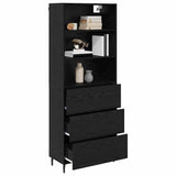 Highboard with Drawer Black Oak 69.5 x 34 x 180 cm 3416072