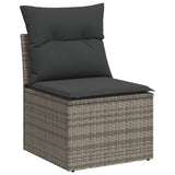 10 Piece Garden Sofa Set with Cushions Grey Poly Rattan 3228900