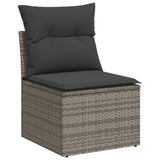 ZNTS 11 Piece Garden Sofa Set with Cushions Grey Poly Rattan 3228920