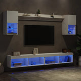 6 Piece TV Wall Units with LED White Engineered Wood 3216686