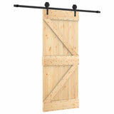 Sliding Door Natural and Black 85 x 210 cm Solid Pine Wood 3445150