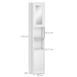 Tall Bathroom Storage Cabinet with Mirror, Narrow Bathroom Unit, Freestanding Bathroom Cupboard with T3398P344167