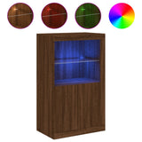 Side Cabinet with LED Lights Brown Oak Engineered Wood 836629