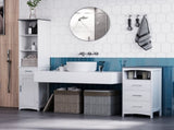 Tall Bathroom Storage Cabinet with 3 Tier Shelf, Cupboard, Drawer, Door, Freestanding Linen Tower, T3398P342430